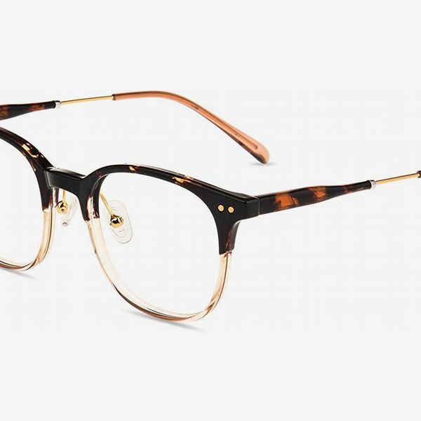 Firmoo Retro Round Horn Glasses Non-prescription Eyeglasses Frame with Clear Lens/Blue Light Blocking Glasses Unisex 