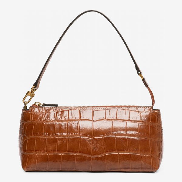 Staud + Birkenstock Kaia Croc-Embossed Shoulder Bag