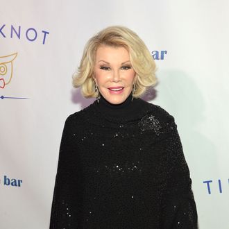 TV personality Joan Rivers attends the Tie The Knot Spring Collection launch hosted by Jesse Tyler Ferguson, Justin Mikita and Thetiebar.com at Avenue on February 27, 2013 in New York City.