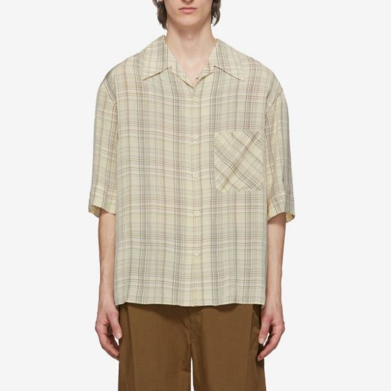 Lemaire Multicolor Check Convertible Collar Shirt