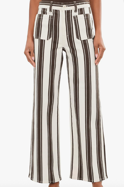 Madewell The Emmy Wide-Leg Pant in Dark Brown Stripe