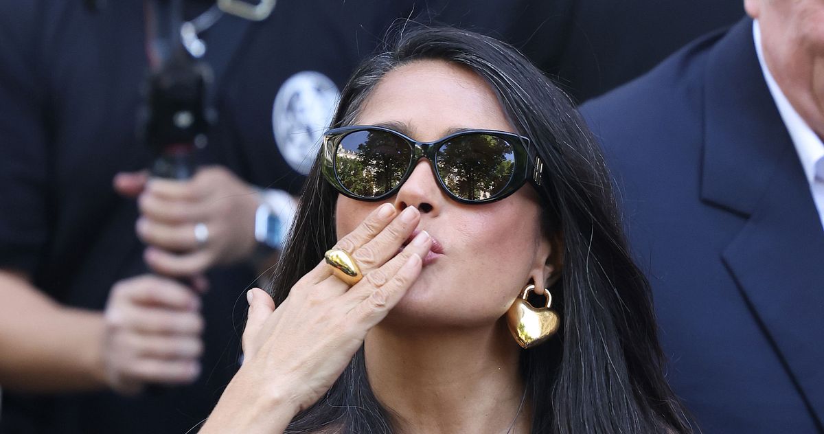 Salma Hayek Looks Good Gray