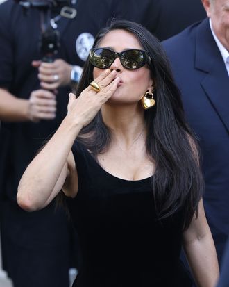 Salma Hayek Looks Good Gray