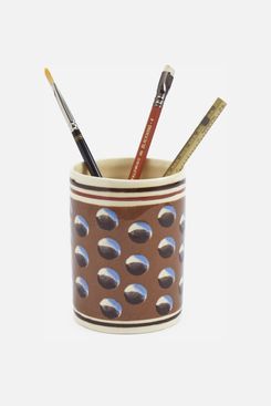 Choosing Keeping Brown Mochaware Ceramic Pen Pot, ‘Cat Eye’