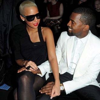 Kanye West and Amber Rose attend the Givenchy Fashion Show during Paris Fashion Week Haute Couture S/S 2010 on January 26, 2010 in Paris, France. (Photo by Pascal Le Segretain/Getty Images) *** Local Caption *** Kanye West;Amber Rose