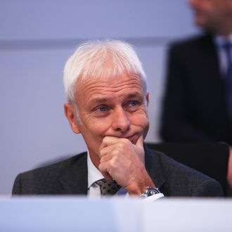 Volkswagen AG Chief Executive Officer Matthias Mueller Addresses Workers At The VW Headquarters