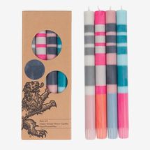 British Colour Standard Classic Striped Dinner Candles - Pinks, Blues, & Greys