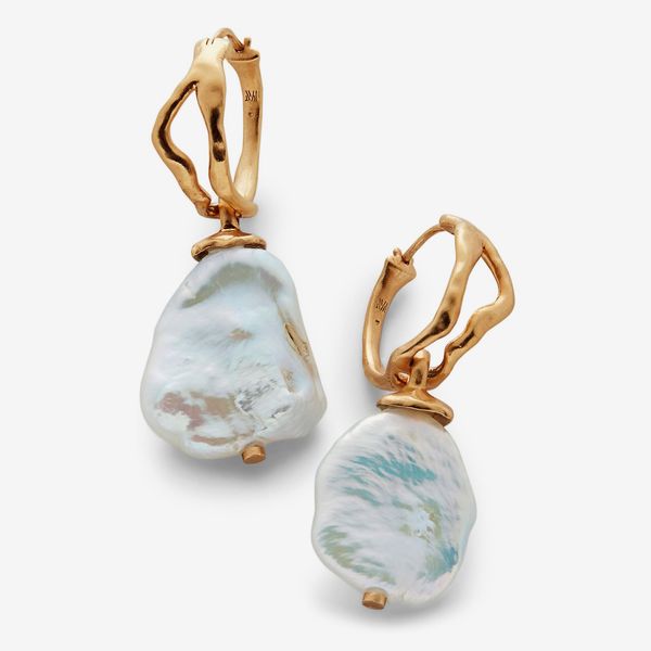 Monica Vinader Large Keshi Pearl Hoop Earrings