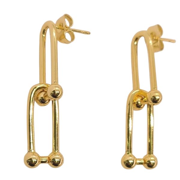 Vintage design Womens Twisted Gold-Color Teardrop 2 tones green Pierced Earrings 