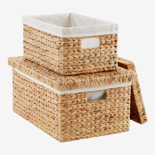 The Container Store Water Hyacinth Box W/ Liner Natural