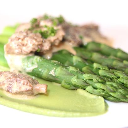 with morels and asparagus puree (Jean-Georges Vongerichten).