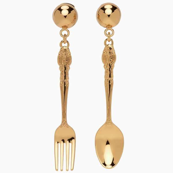 Moschino Gold Cutlery Earrings
