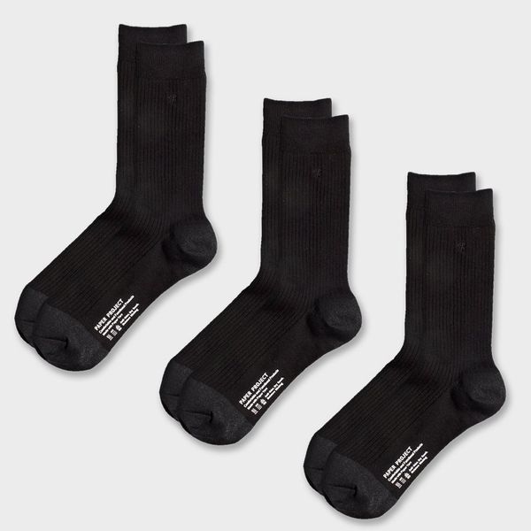 Paper Project Basic Rib Crew Socks 3pairs - Black