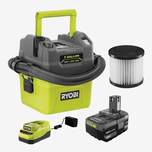 Ryobi ONE+ 18V Cordless 1 Gal. Wet/Dry Vacuum Kit with 4.0 Ah Battery, Charger, and Replacement Filter