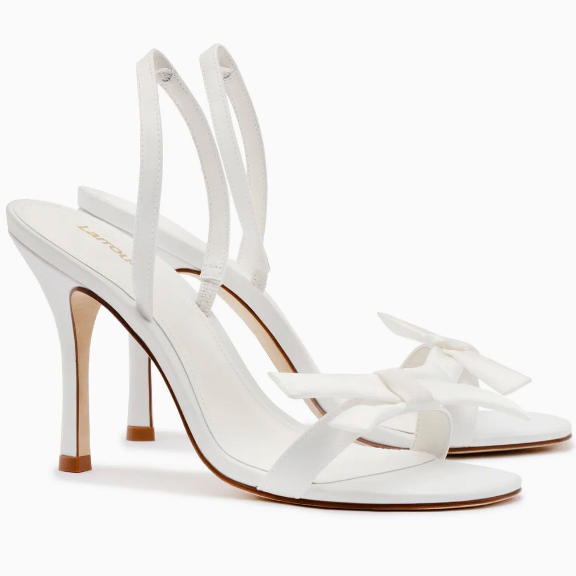 Larroudé x Markarian Bridal Sandals in White Satin
