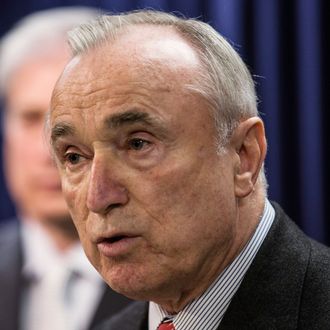 New York City Police Commissioner Bill Bratton speaks at a press conference introducing new legislation that would require smartphone manufacturers to create a 