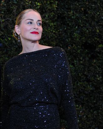 Oscar-nominated actress Sharon Stone poses on arrival at the 3rd Annual Governors Awards in Hollywood on November 12, 2011 in southern California. AFP PHOTO / Frederic J. BROWN (Photo credit should read FREDERIC J. BROWN/AFP/Getty Images)
