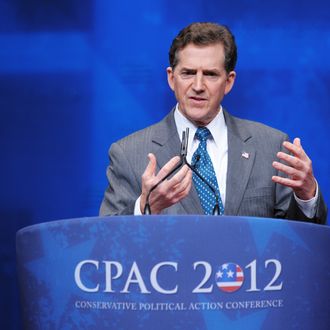 Senator Jim DeMint, R-SC, speaks during an address to the 39th Conservative Political Action Committee February 9, 2012 at a hotel in Washington, DC. AFP PHOTO/Mandel NGAN (Photo credit should read MANDEL NGAN/AFP/Getty Images)