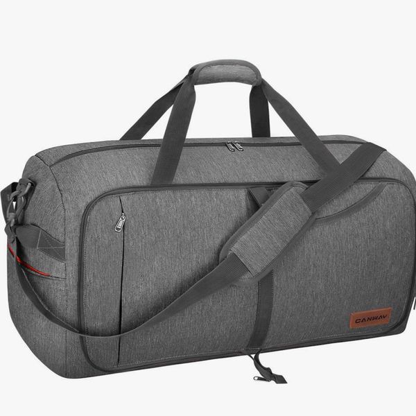 Andongnywell Canvas Duffle Bag for Travel Carry on Duffel Sports Weekend Tote Bags Overnight Weekender Luggage Bag Gym Bag gray