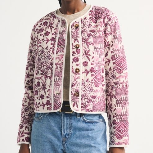 Abercrombie & Fitch Collarless Quilted Jacket