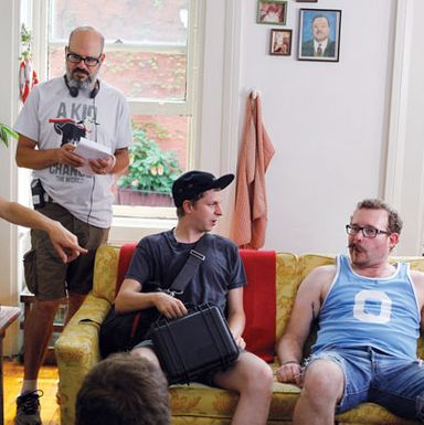 From left, Erinn Hayes, Cross, Cera, and James Adomian.