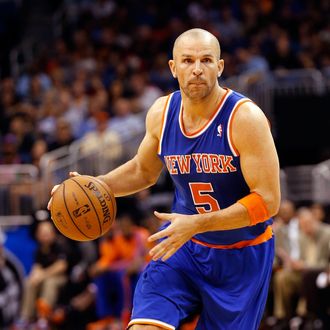 Jason Kidd #5 of the New York Knicks drives toward the basket during the game against the Orlando Magic at Amway Center on January 5, 2013 in Orlando, Florida. 