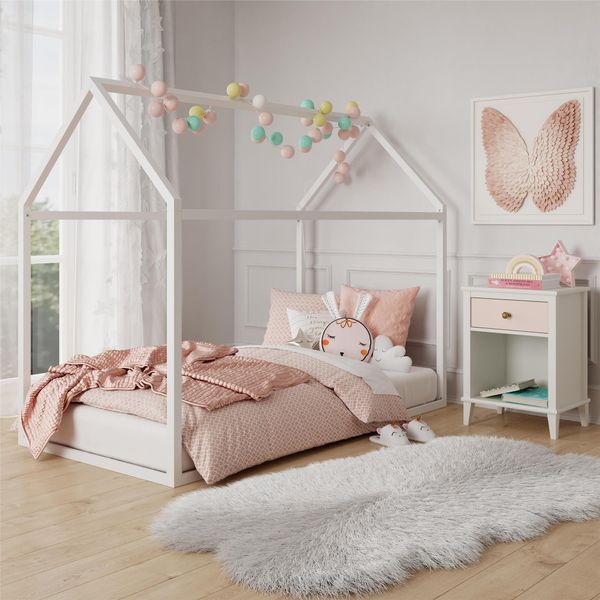 Little Seeds White Skyler Metal Montessori House Bed