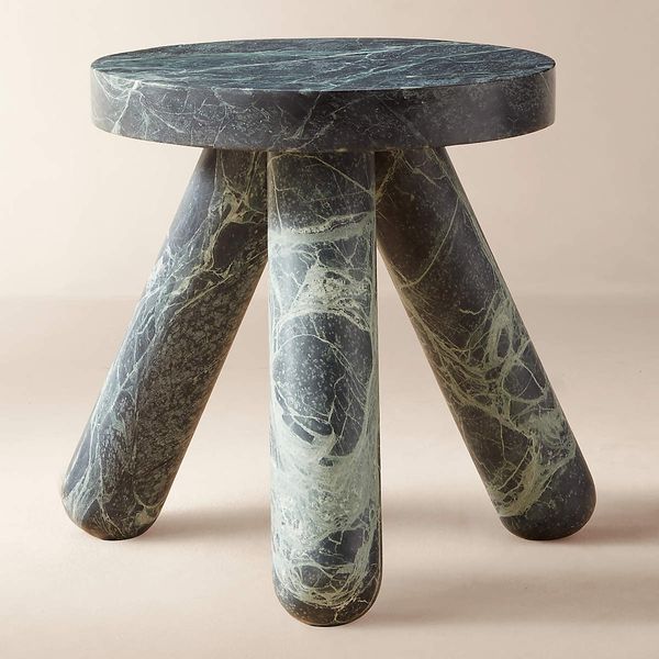CB2 Jaxx Round Green Marble Side Table