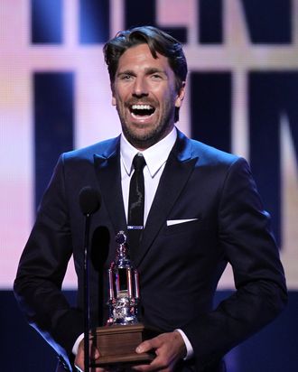 Henrik Lundqvist of the New York Rangers speaks onstage after winning the Vezina Trophy during the 2012 NHL Awards at the Encore Theater at the Wynn Las Vegas on June 20, 2012 in Las Vegas, Nevada.