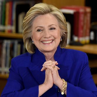 LAS VEGAS, NV - MAY 05: Democratic presidential candidate and former U.S. Secretary of State Hillary Clinton smiles as she speaks at Rancho High School on May 5, 2015 in Las Vegas, Nevada. Clinton said that any immigration reform would need to include a path to 