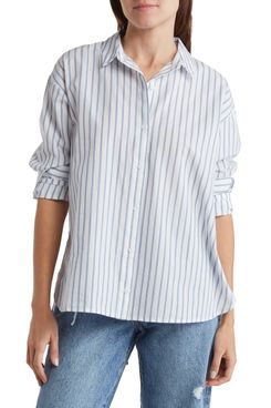 Melrose and Market Stripe Poplin Cotton Shirt