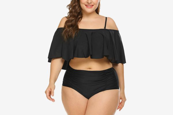 Tankini Swimsuits for Women Flounce 2-Piece Top Swimwear High Waisted Bikini Bottom Plus Size Tummy Control Bathing Suits 