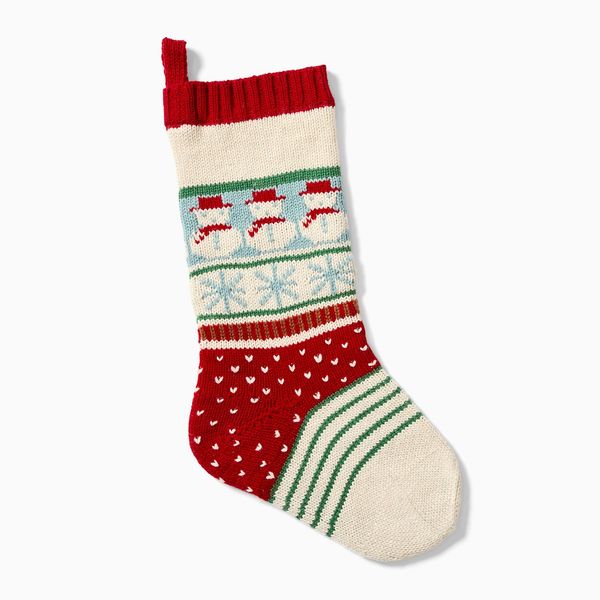 West Elm Fair Isle Knit Stocking - Snowmen