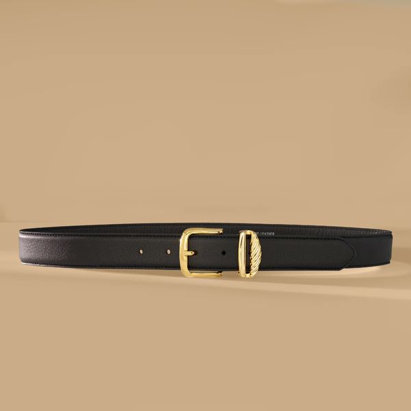 Aureum No. 3 Cinturón de cuero mousse negro y dorado