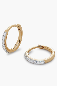 Monica Vinader Lab Created Diamond Pavé Huggie Hoop Earrings