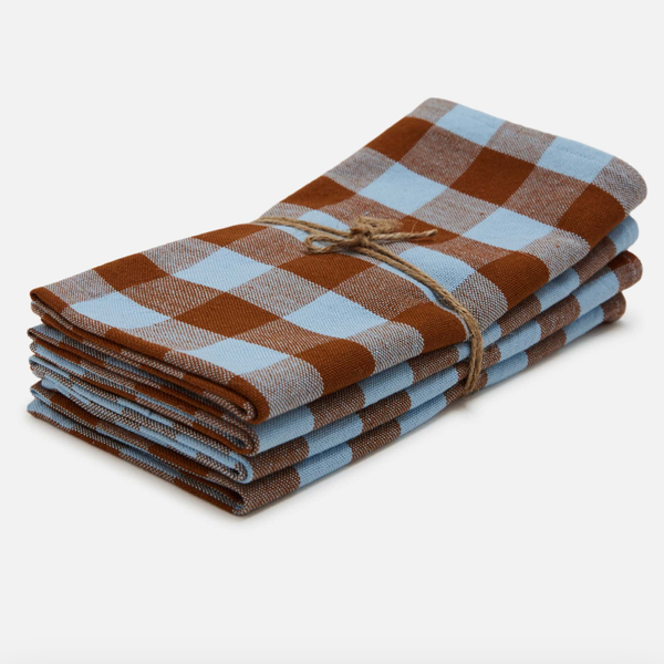 Heather Taylor Home Candy Gingham Blue Napkins