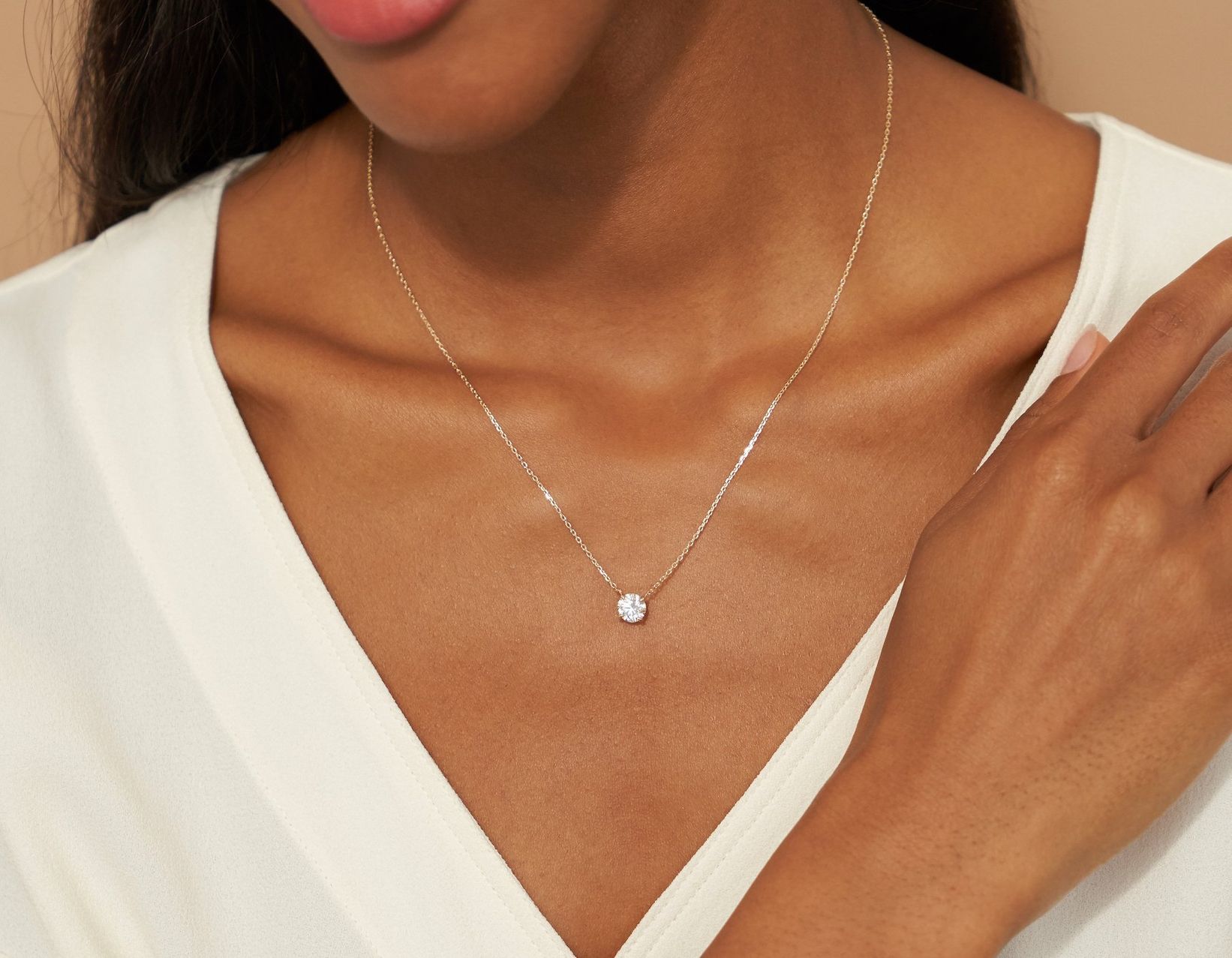 Fashion Simple Womens White Gold Filled Square Crystal Pendant+long Necklace 