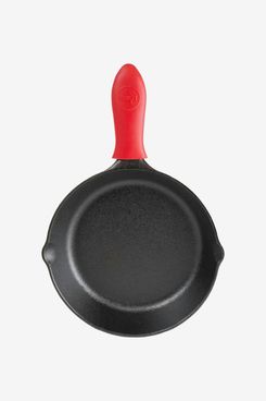 Lodge Cast-Iron Skillet With Red Mini Silicone Hot Handle Holder, 8-Inch