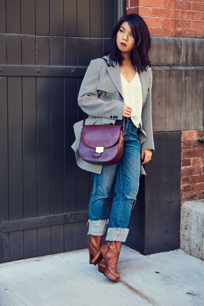 wearing brown boots