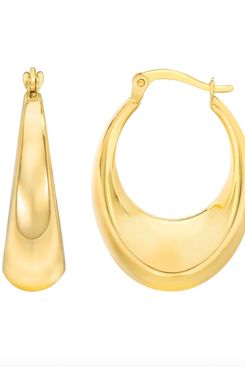Costco 14kt Yellow Gold Oval Hoop Earrings