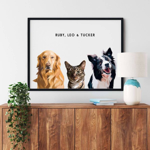 Custom Cat Painting, Digital Pet Photo Personalised Pet Photo Pet Photo Frame Custom Dog Painting Custom Pet Portrait Custom Pet Photo