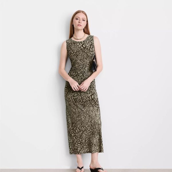 LOFT Versa Animal Print Mesh Maxi Dress