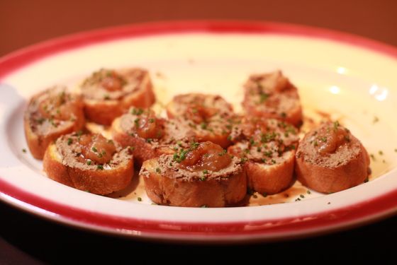 Barbuto's duck liver pate with crostini.