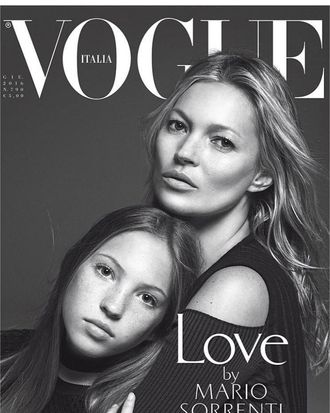 Lila Grace and Kate Moss on the cover of Vogue Italia.