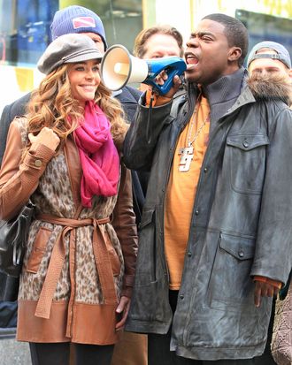 Denise Richards, Tina Fey and Tracy Morgan on location at '30 Rock' in NYC.
<P>
Pictured: Denise Richards and Tracy Morgan
<P>
<B>Ref: SPL326470 171011 </B><BR/>
Picture by: Jackson Lee / Splash News<BR/>
</P><P>
<B>Splash News and Pictures</B><BR/>
Los Angeles:	310-821-2666<BR/>
New York:	212-619-2666<BR/>
London:	870-934-2666<BR/>
photodesk@splashnews.com<BR/>
</P>