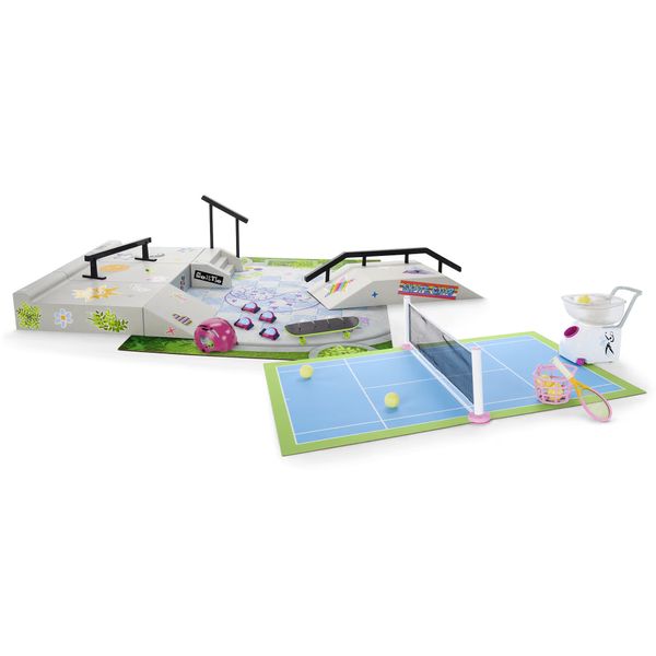 Isabel & Nicki's 2-in-1 Tennis Court & Skate Spot for 18-inch Dolls