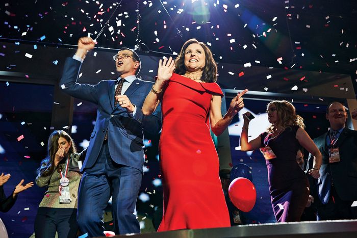 Timothy Simons and Julia Louis-Dreyfus in Veep.