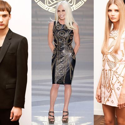 Donatella and models all wearing pieces from the H&M line.