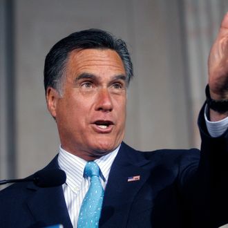 Republican presidential candidate and former Massachusetts Governor Mitt Romney speaks during the Tri-State Tax Day Tea Summit April 16, 2012 at The Franklin Institute in Philadelphia. Romney continues his campaign as the presumptive GOP candidate after his closest rival Rick Santorum suspended his campaign last week.PHILADELPHIA, PA - APRIL 16: Republican presidential candidate and former Massachusetts Governor Mitt Romney speaks during the Tri-State Tax Day Tea Summit April 16, 2012 at The Franklin Institute in Philadelphia. Romney continues his campaign as the presumptive GOP candidate after his closest rival Rick Santorum suspended his campaign last week. (Photo by Jessica Kourkounis/Getty Images)