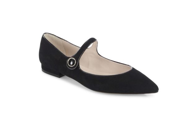 L.K. Bennett Suede Mary Jane Point Toe Flats